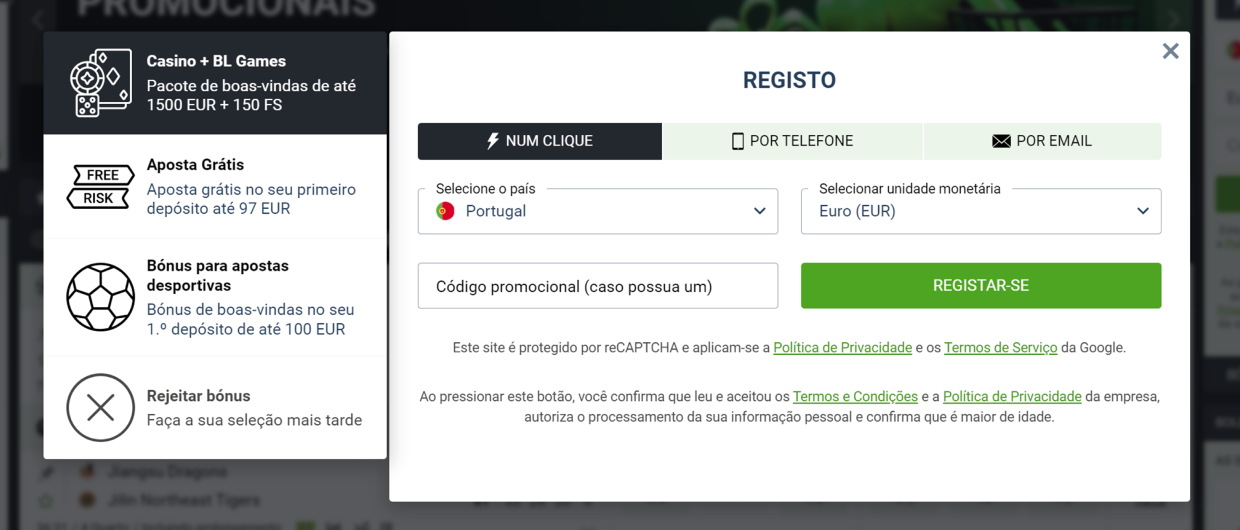 BETLABEL Passos para o registo